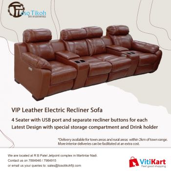 LEATHER 4-SEATER ELECTRIC RECLINER SOFA  