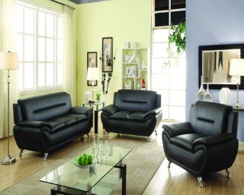 3-2-1 Leather Sofa Set - Black