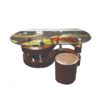 Steven S-Shape Coffee Table, 2 Chairs