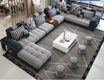 U-Shaped Fabric Sofa Set (3)