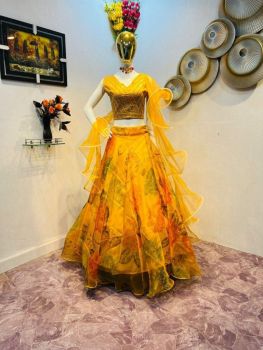 Yellow Organza Lahenga